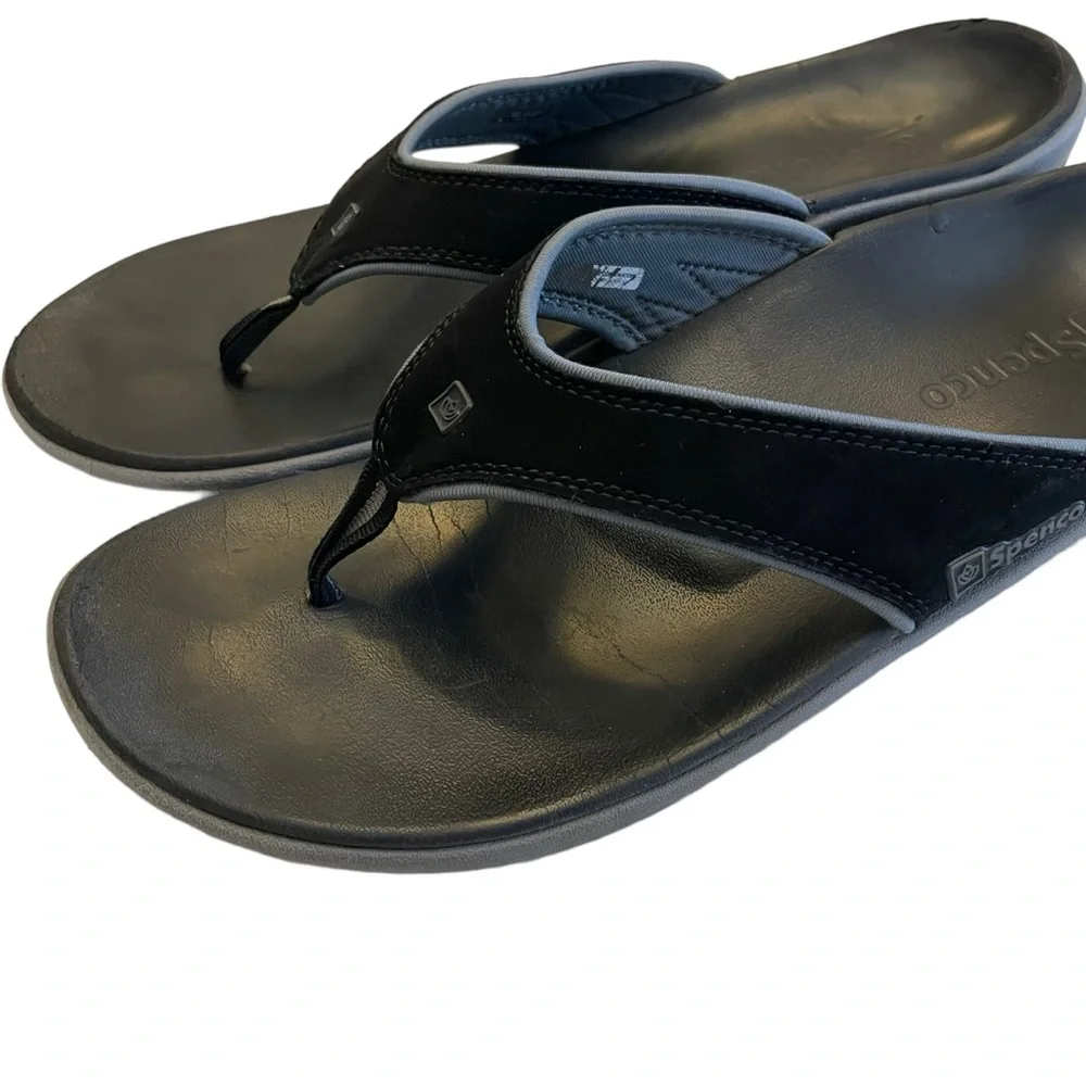 Spenco Men's Polysorb Total Support Yumi Sandals Black/ Pewter.  Size 12